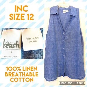 inc international concepts sleeveless linen top boho coastal beach